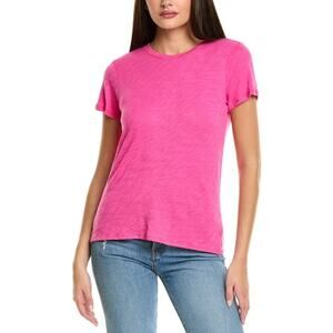 ATM Women Pink Camelia Cotton Schoolboy Casual Relaxed Slab Crewneck Tee Size L